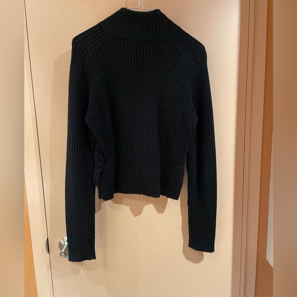 Bedo black rabbit fur cardigan sweater, small - Picture 4 of 5